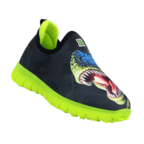 Tênis Infantil Novopé Super Flexível Dino Verde Limão