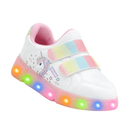 Tênis Infantil Novopé Velcro com Luzinha Pisca Pisca Branco