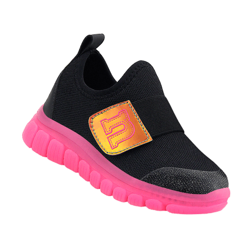 Tênis Infantil Novopé Super Flexível com Velcro Pink Preto