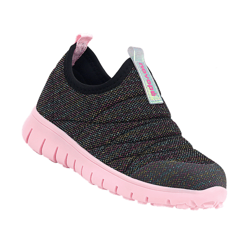 Tênis Infantil Novopé Basic Flex Preto Rosa BB