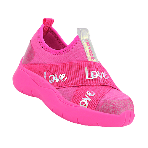 Tênis Infantil Novopé Easy-on Love Pink Fluor