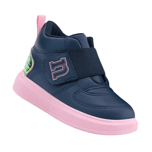 Bota Infantil Novopé com Velcro Marinho Rosa BB