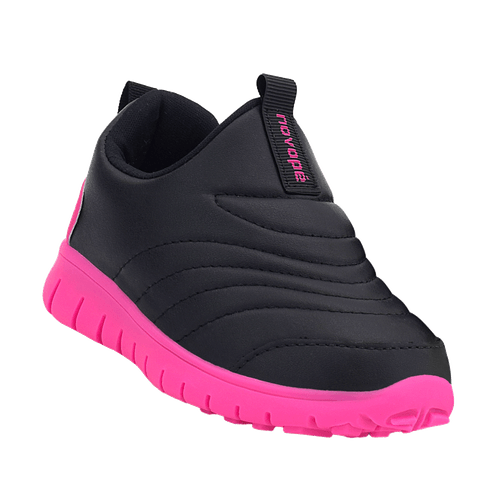 Tênis Infantil Novopé Super Flex Resistente a água Preto Pink Fluor