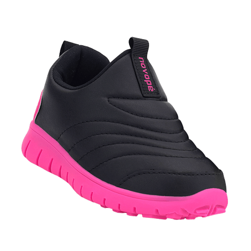 Tênis Infantil Novopé Super Flex Impermeável Preto Pink Fluor