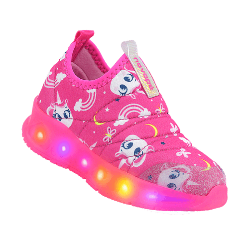 Tênis Infantil Novopé Luzinha Pisca Pisca Unicórnio Pink