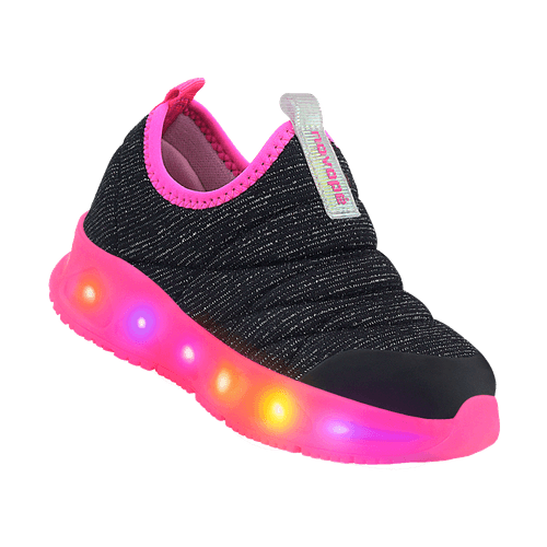 Tênis Infantil Novopé Luzinha Pisca Pisca Preto Glitter