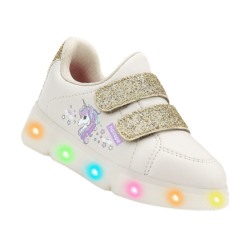 Tênis Infantil Novopé Velcro com Luzinha Pisca Pisca Dourado