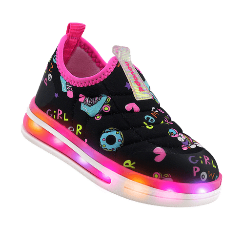 Tênis Infantil Novopé Be free LED Unicórnio de Patins Pink