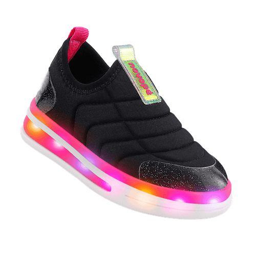 Tênis Infantil Novopé Be free LED Preto Pink