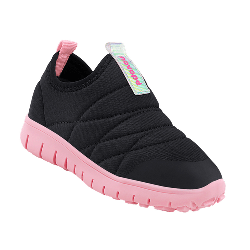Tênis Infantil Novopé super Flex Preto com rosa BB