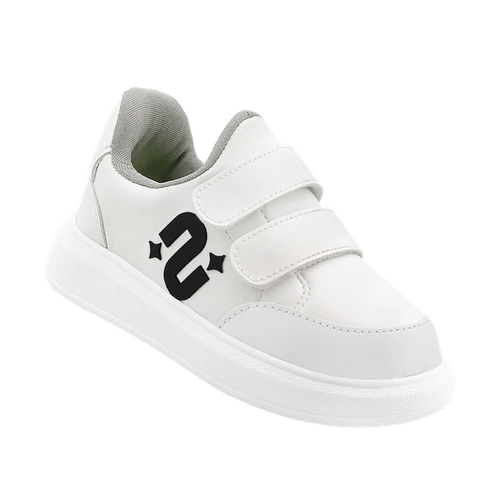 Tênis Infantil Novopé Velcro Original Branco com logo preto