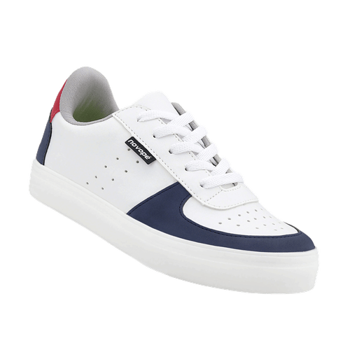 Tênis Infantil Novopé Calce Fácil com Cadarço Branco com marinho