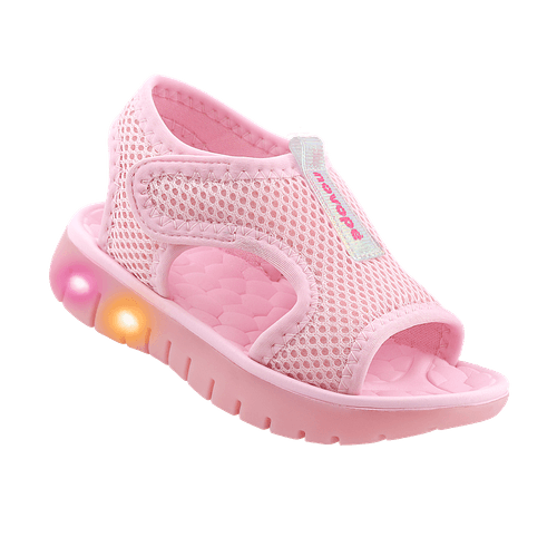 Sandália Infantil Novopé Flat Slim com LED Rosa BB