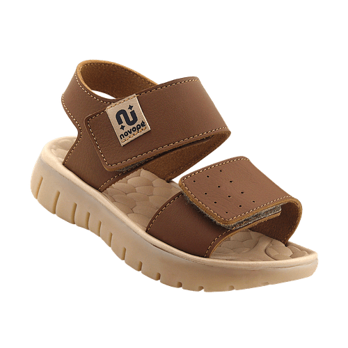 Sandália Infantil Novopé Flat Casual Marrom com Bege