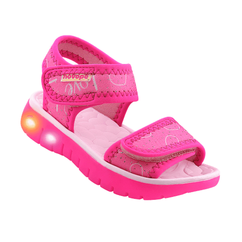 Sandália Infantil Novopé Flat Sport com LED Pink