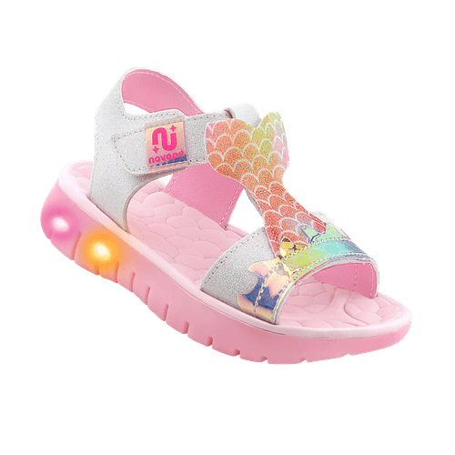 Sandália Infantil Novopé Flat Charm com LED Rosa BB