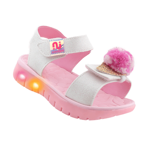 Sandália Infantil Novopé Flat Ludic com LED Rosa BB