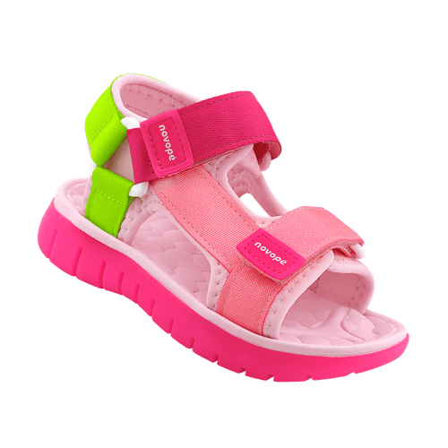 Sandália Infantil Novopé Flat Flash Rosa bb com Pink