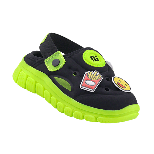 Chinelo Infantil Novopé Flexyfun2 Super Flexível Preto Verde Limão