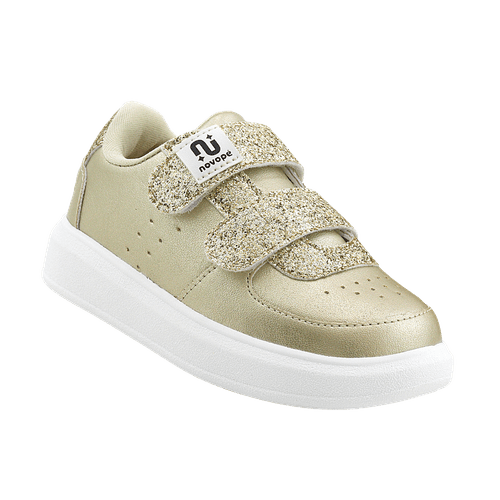 Tênis Infantil Novopé Casual com Velcro Dourado