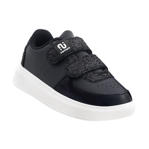 Tênis Infantil Novopé Casual com Velcro Preto com Glitter