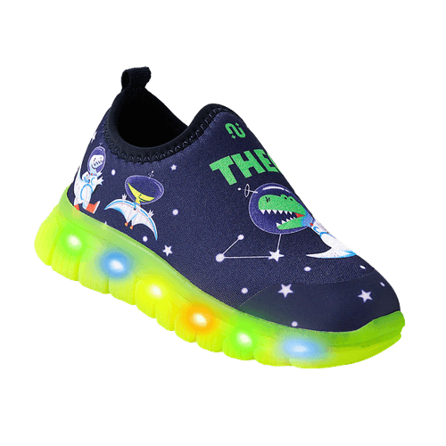 Tênis Infantil Novopé Personalizado com LED Dino Espacial