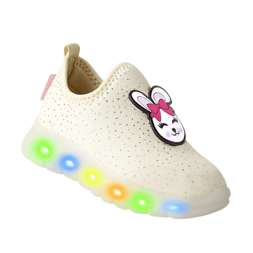 Tênis Infantil Novopé Soft LED Coelho Bege