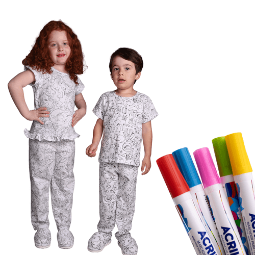 Pijama de Colorir Amazônia + Estojo de canetas