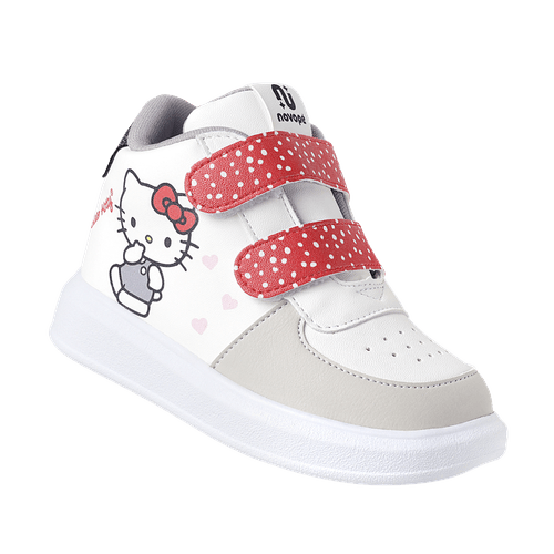 Tênis Bota Infantil Hello Kitty Novopé Branco com Cinza