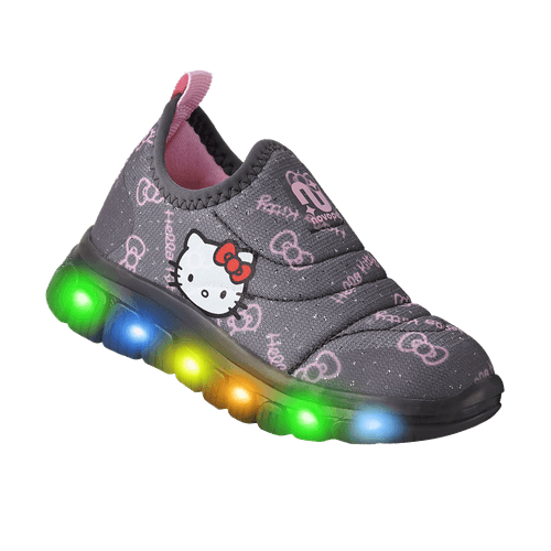 Tênis Infantil Hello Kitty Novopé LED Preto com Glitter